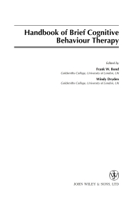 Cover image: Handbook of Brief Cognitive Behaviour Therapy 1st edition 9780470021323