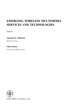 Cover image: Emerging Wireless Multimedia: Services and Technologies 1st edition 9780470021491