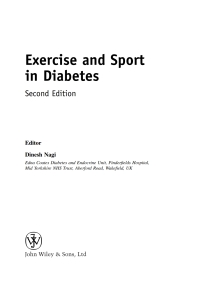 Cover image: Exercise and Sport in Diabetes 2nd edition 9780470022061
