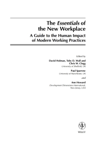 Imagen de portada: The Essentials of the New Workplace: A Guide to the Human Impact of Modern Working Practices 1st edition 9780470022153