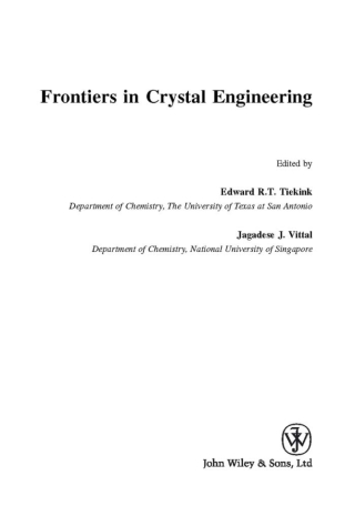 Immagine di copertina: Frontiers in Crystal Engineering 1st edition 9780470022580