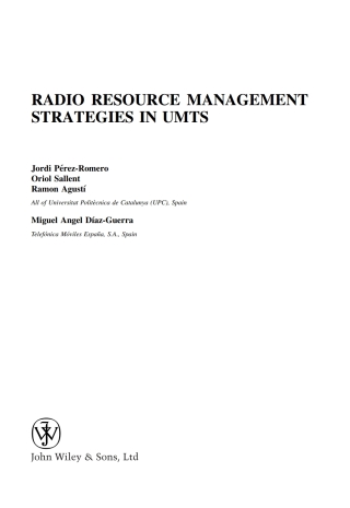 Cover image: Radio Resource Management Strategies in UMTS 1st edition 9780470022771