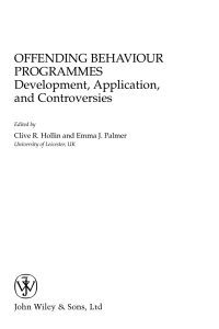 Cover image: Offending Behaviour Programmes 1st edition 9780470023358