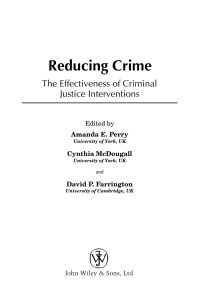 Imagen de portada: Reducing Crime 1st edition 9780470023730