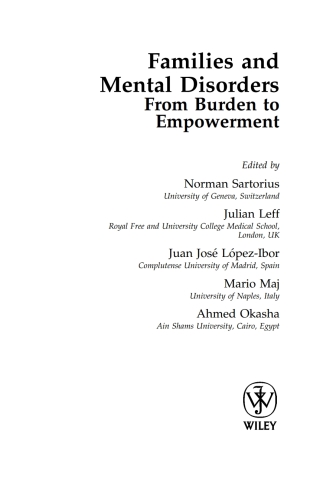 Imagen de portada: Families and Mental Disorders: From Burden to Empowerment 1st edition 9780470023822
