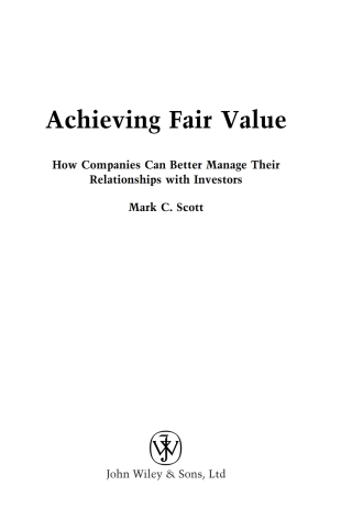 Cover image: Achieving Fair Value 1st edition 9780470023907
