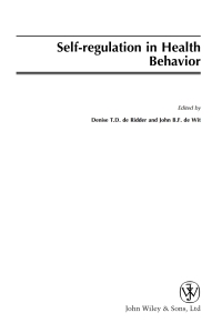 Cover image: Self-Regulation in Health Behavior 1st edition 9780470024089