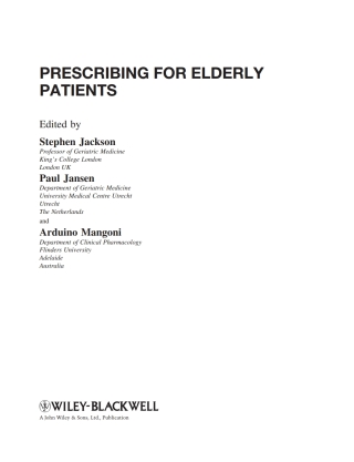 Cover image: Prescribing for Elderly Patients 1st edition 9780470024287