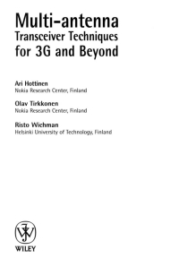 Cover image: Multi-antenna Transceiver Techniques for 3G and Beyond 1st edition 9780470845424