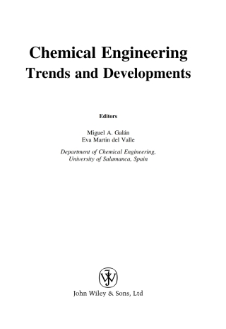 Cover image: Chemical Engineering: Trends and Developments 1st edition 9780470024980