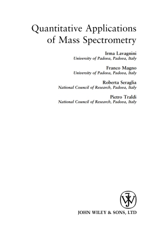 Cover image: Quantitative Applications of Mass Spectrometry 1st edition 9780470025161