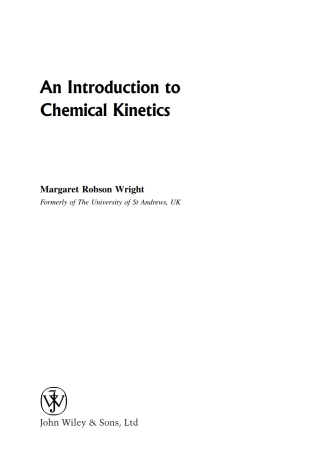 Imagen de portada: Introduction to Chemical Kinetics 1st edition 9780470090589