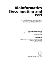 Cover image: Bioinformatics Biocomputing and Perl: An Introduction to Bioinformatics Computing Skills and Practice 1st edition 9780470853313