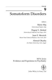 Cover image: Somatoform Disorders 1st edition 9780470016121