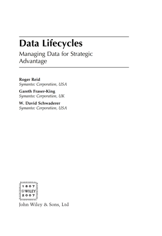 Cover image: Data Lifecycles: Managing Data for Strategic Advantage 1st edition 9780470016336