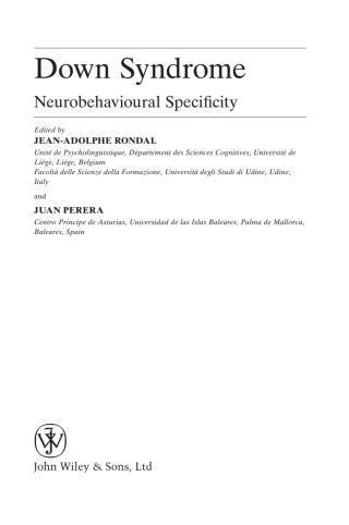 Immagine di copertina: Down Syndrome: Neurobehavioural Specificity 1st edition 9780470019481