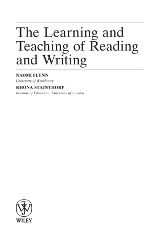 Cover image: The Learning and Teaching of Reading and Writing 1st edition 9780470019399