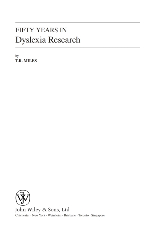 Cover image: Fifty Years in Dyslexia Research 1st edition 9780470027479