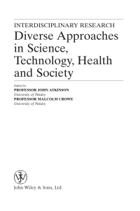 Cover image: Interdisciplinary Research: Diverse Approaches in Science, Technology, Health and Society 1st edition 9781861564702