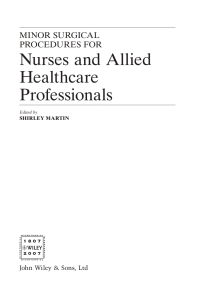 Cover image: Minor Surgical Procedures for Nurses and Allied Healthcare Professional 1st edition 9780470019900