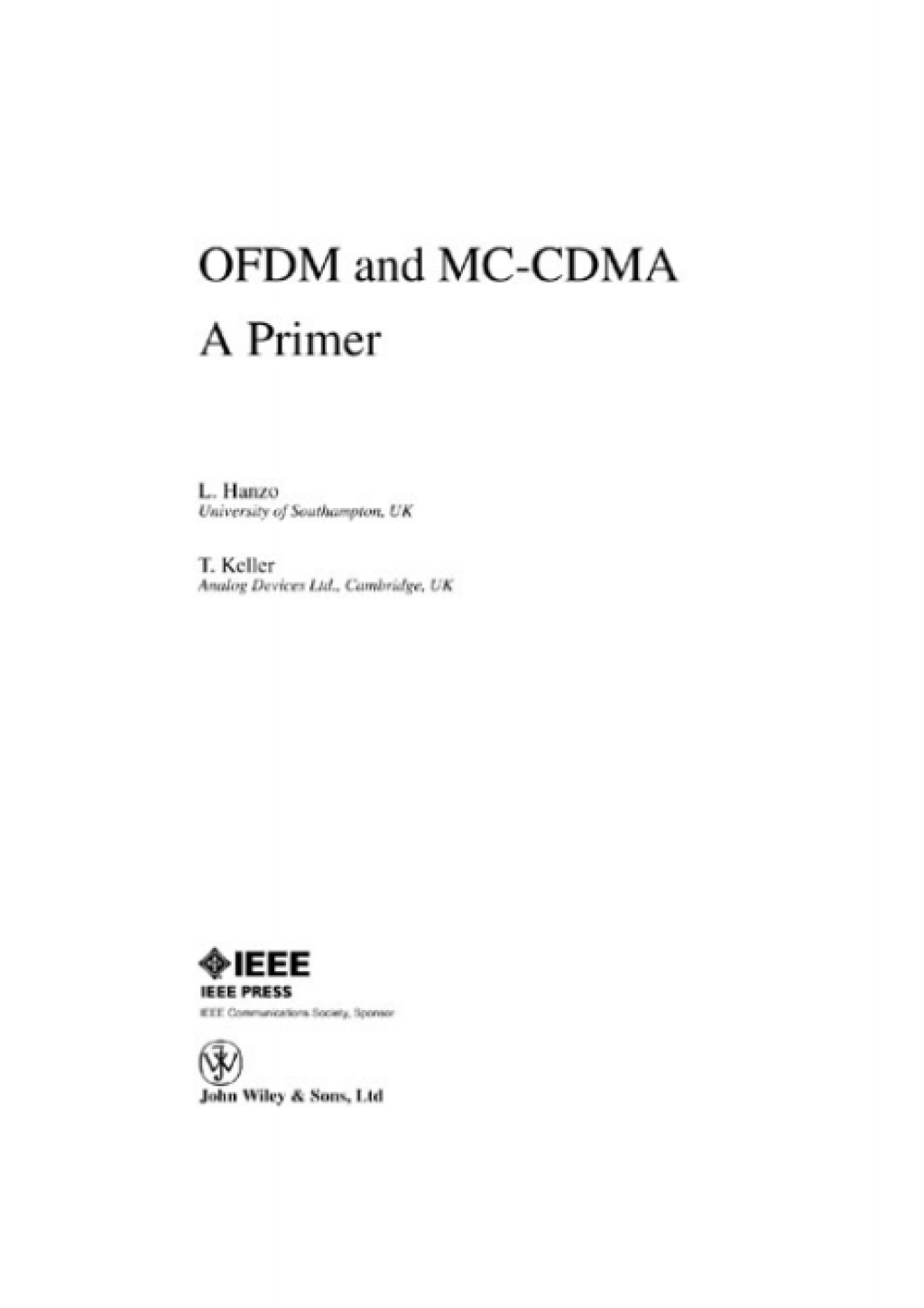 OFDM and MC-CDMA A Primer 1st Edition