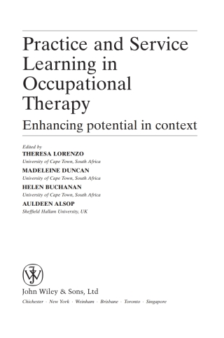 Imagen de portada: Practice and Service Learning in Occupational Therapy 1st edition 9780470019696