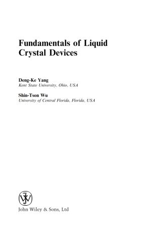 Imagen de portada: Fundamentals of Liquid Crystal Devices 1st edition 9780470015421