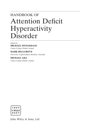 Immagine di copertina: Handbook of Attention Deficit Hyperactivity Disorder 1st edition 9780470014448