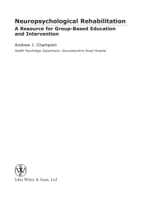 Cover image: Neuropsychological Rehabilitation 1st edition 9780470026397