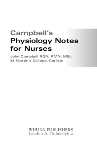 Imagen de portada: Campbell's Physiology Notes For Nurses 1st edition 9781861563453