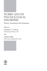 Cover image: Worry and its Psychological Disorders 1st edition 9780470012796