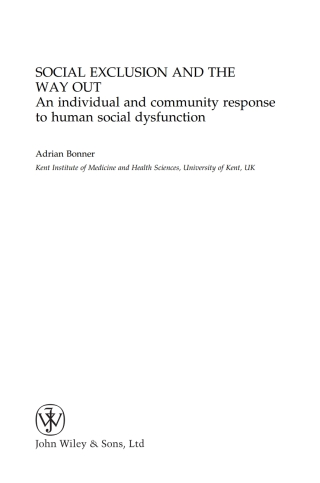 Cover image: Social Exclusion and the Way Out 1st edition 9780470019351