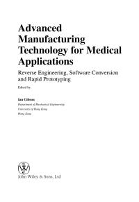 Cover image: Advanced Manufacturing Technology for Medical Applications 1st edition 9780470016886