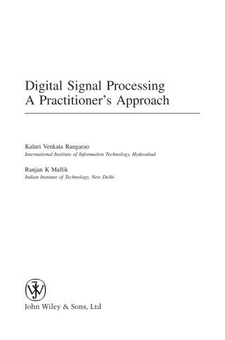 Cover image: Digital Signal Processing: A Practitioner's Approach 1st edition 9780470017692