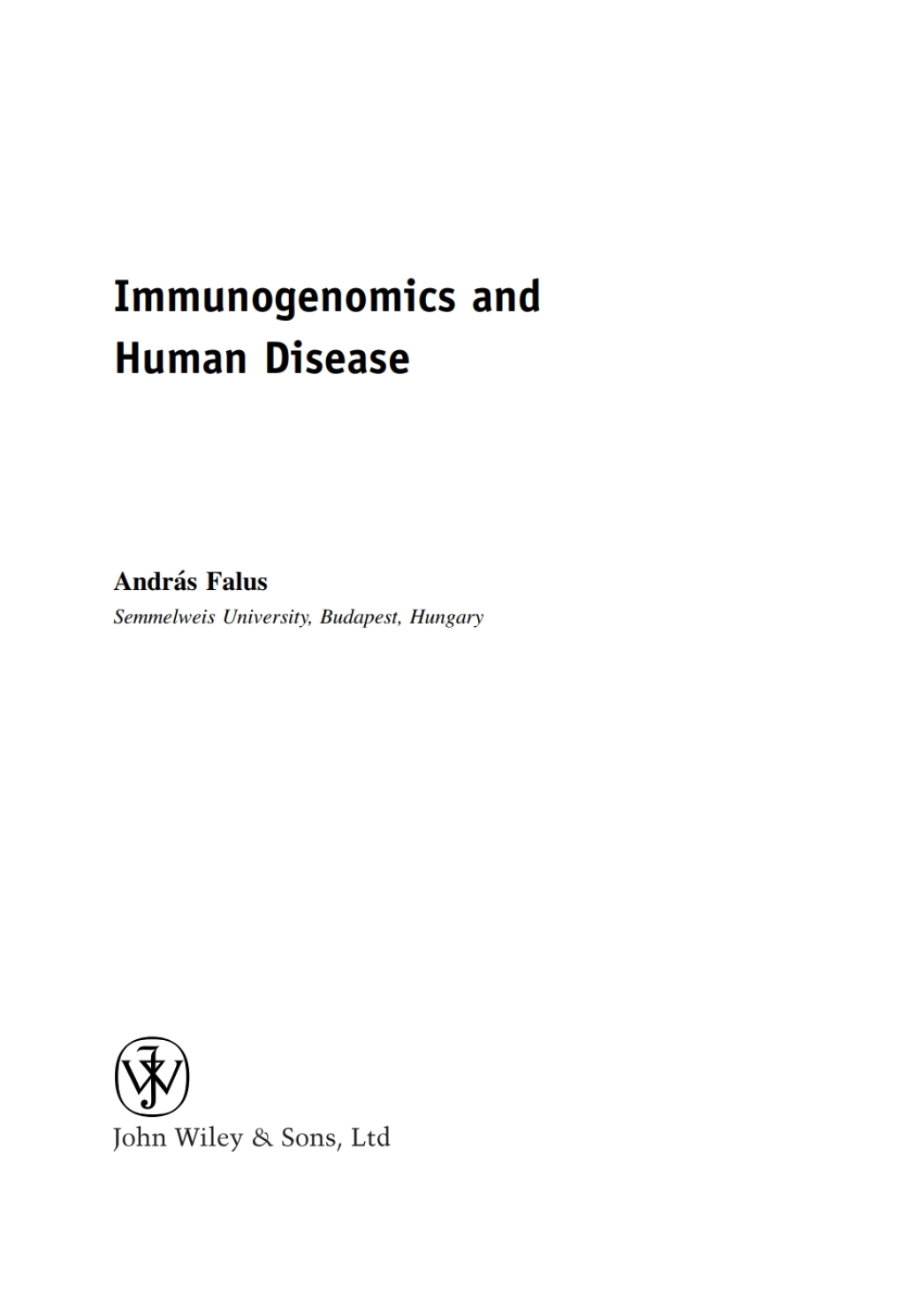 Immunogenomics and Human Disease 1st Edition