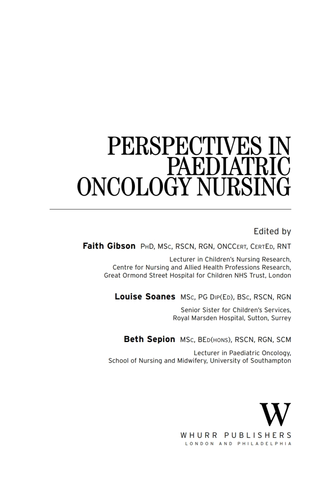 Perspectives in Paediatric Oncology Nursing 1st Edition