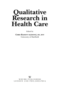 Imagen de portada: Qualitative Research in Health Care 1st edition 9781861564405