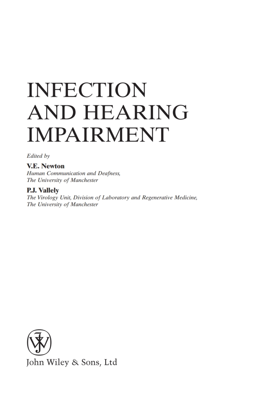 Infection and Hearing Impairment 1st Edition