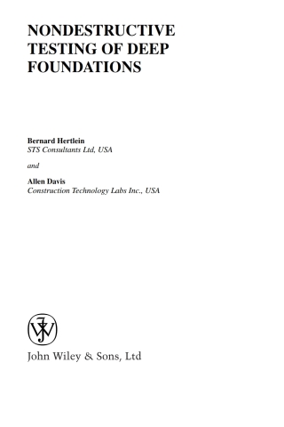 Titelbild: Nondestructive Testing of Deep Foundations 1st edition 9780470848500