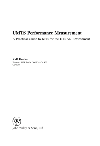 Cover image: UMTS Performance Measurement 1st edition 9780470032497