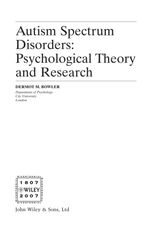 Imagen de portada: Autism Spectrum Disorders 1st edition 9780470026861