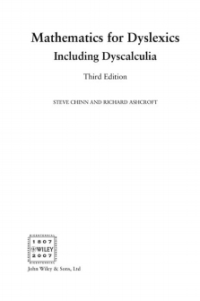 Cover image: Mathematics for Dyslexics: Including Dyscalculia 3rd edition 9780470026922