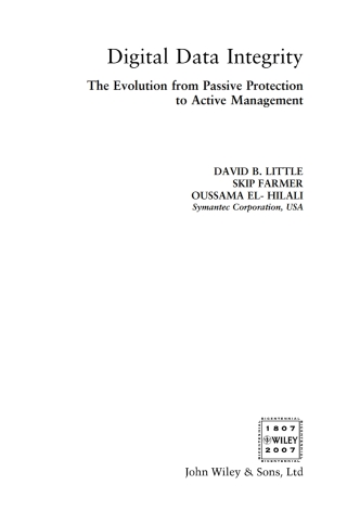 Cover image: Digital Data Integrity 1st edition 9780470018279