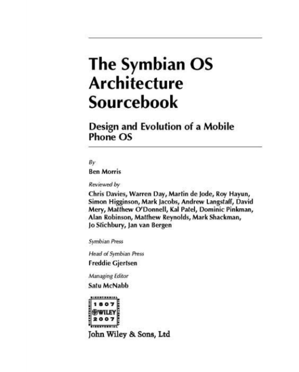 The Symbian OS Architecture Sourcebook  1st Edition eBook