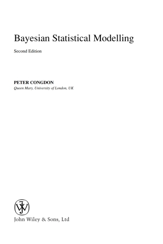 صورة الغلاف: Bayesian Statistical Modelling 2nd edition 9780470018750