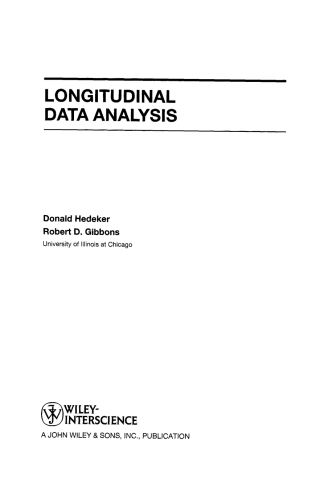 Cover image: Longitudinal Data Analysis 1st edition 9780471420279