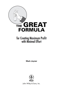 Cover image: The Great Formula 1st edition 9780471778233