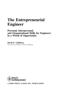 Cover image: The Entrepreneurial Engineer 1st edition 9780470007235