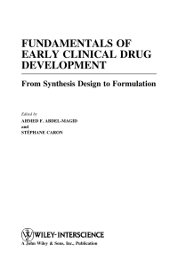Imagen de portada: Fundamentals of Early Clinical Drug Development: From Synthesis Design to Formulation 1st edition 9780471692782