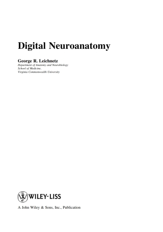 Cover image: Digital Neuroanatomy 1st edition 9780470040003